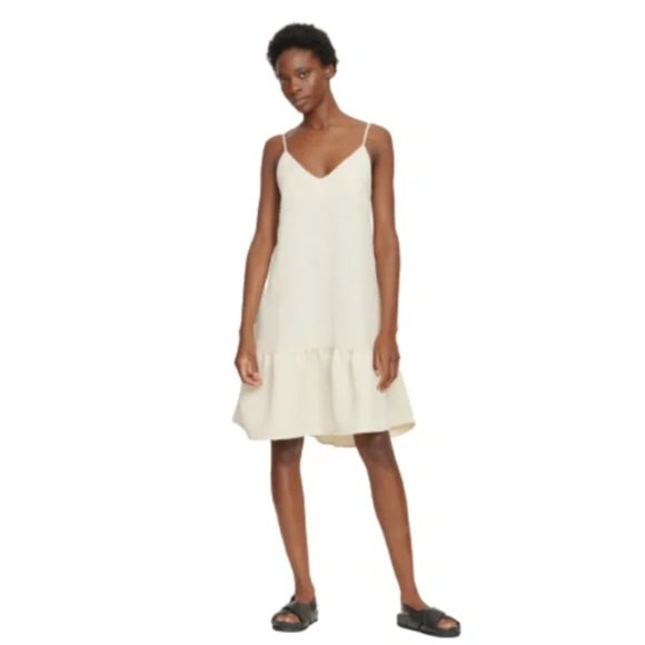 SAMOE SAMOE Large Judith Short Dress in Warm White | Size Large - Picture 1 of 9